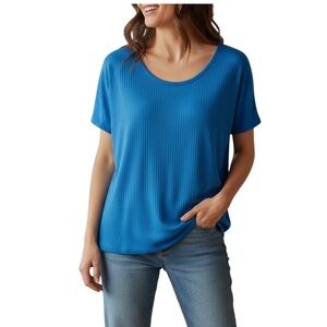 Elegant Blue Short Sleeve Women's Tee
